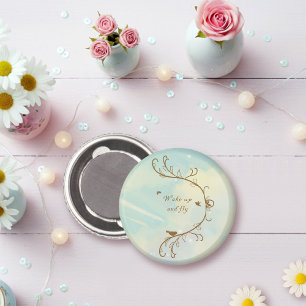 Whimsical Baby Blue Wake Up and Fly Magnet