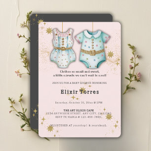 Whimsical Baby Clothes Gender Neutral Baby Shower Invitation