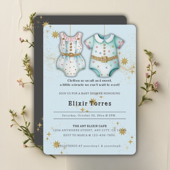 Whimsical Baby Clothes Gender Neutral Baby Shower Invitation (Creator Uploaded)