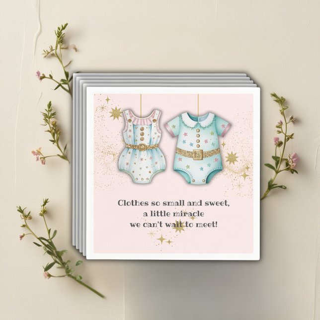 Whimsical Baby Clothes Gender Neutral Baby Shower Napkin (Creator Uploaded)