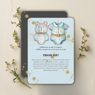 Whimsical Baby Clothes Gender Neutral Baby Shower Thank You Card