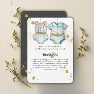 Whimsical Baby Clothes Gender Neutral Baby Shower Thank You Card