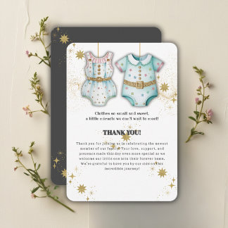 Whimsical Baby Clothes Gender Neutral Baby Shower Thank You Card