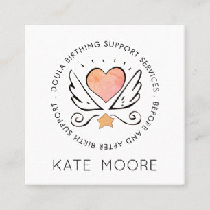 Whimsical Baby Doula Birth Coach Or Midwife Square Business Card