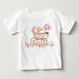 Whimsical Baby Duckling in Baby Carriage T-Shirt