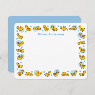 Whimsical Baby Ducklings Duckies Blue Baby Shower  Thank You Card
