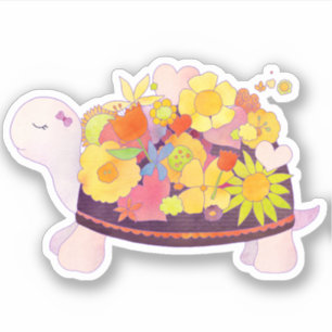 Whimsical Baby Flower Turtle
