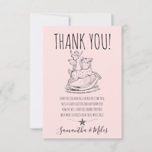 Whimsical Baby Girl Baby Shower Blue Thank You Card