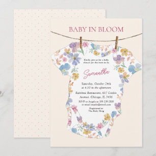 Whimsical Baby In Bloom Pastel Bodysuit Invitation