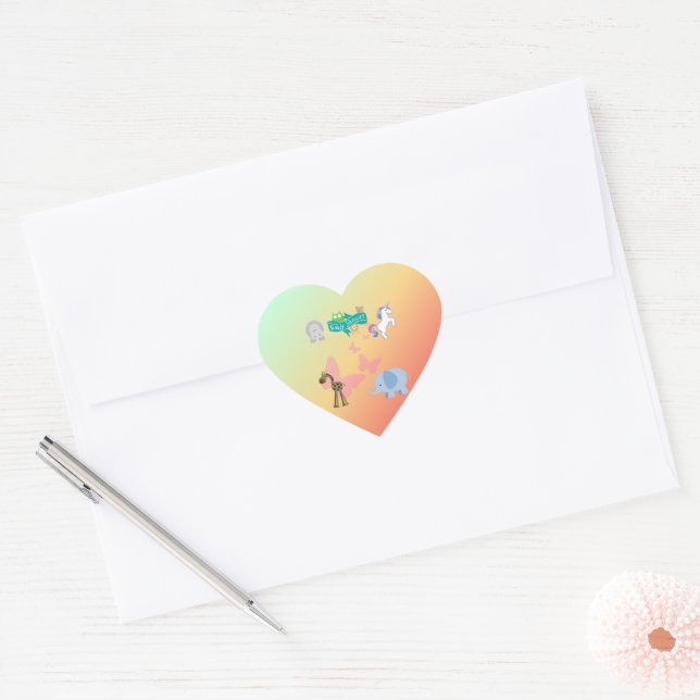 Whimsical Baby Shower Animal Parade Heart Sticker (Envelope)