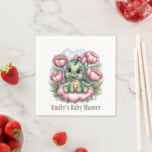 Whimsical Baby Shower Dino Delight Napkin (Insitu)