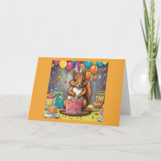 Whimsical baby squirrel happy Birthday Card