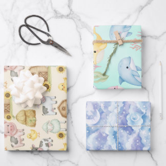 Whimsical Baby Wrapping Paper Set