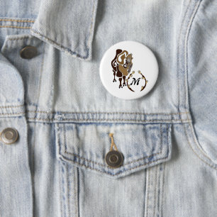 Whimsical Bactrian Camel Monogram 6 Cm Round Badge
