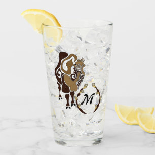 Whimsical Bactrian Camel Monogram Glass