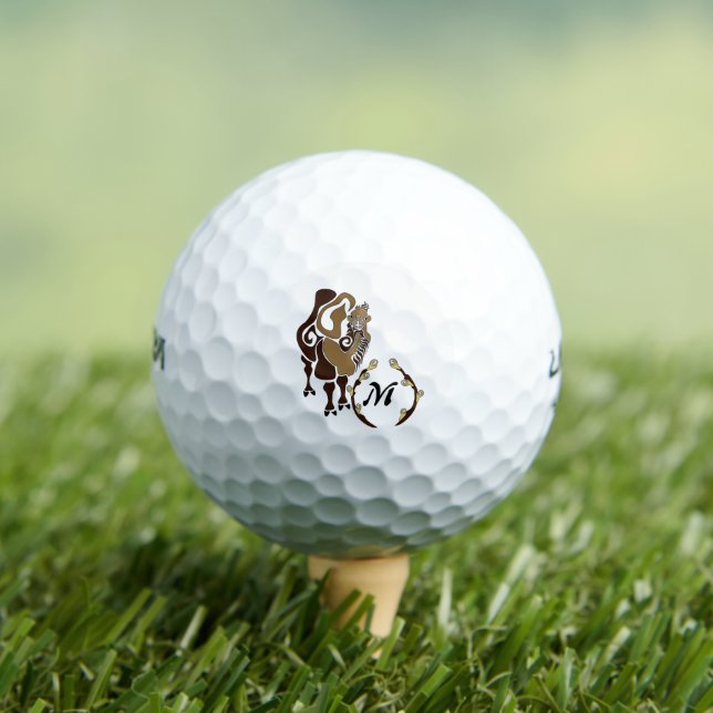 Whimsical Bactrian Camel Monogram Golf Balls (Insitu Tee)