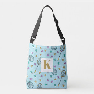 Whimsical Badminton Birdies Rackets Hand-Drawn Crossbody Bag