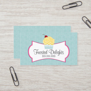 Whimsical Bakery Blue Business Card
