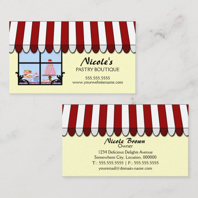 Whimsical Bakery Boutique / Shop Business Card (Front/Back)