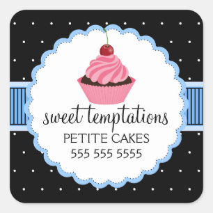 Whimsical Bakery Cupcake Blue Stickers
