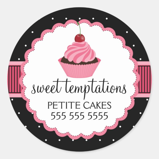 Whimsical Bakery Cupcake Pink Box Seal (Front)