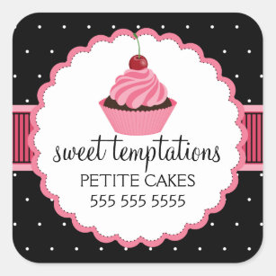 Whimsical Bakery Cupcake Pink Box Seals