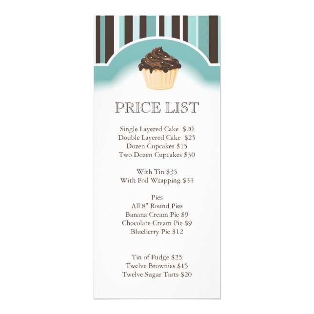Whimsical Bakery Price List Rack Card (Front)