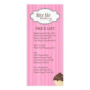 Whimsical Bakery Price List Rack Card