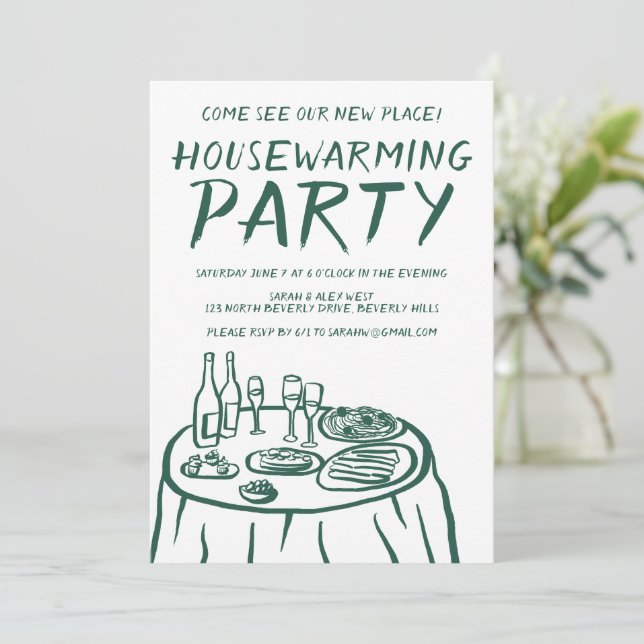 Whimsical Balcony Apartment Custom Housewarming Invitation (Standing Front)