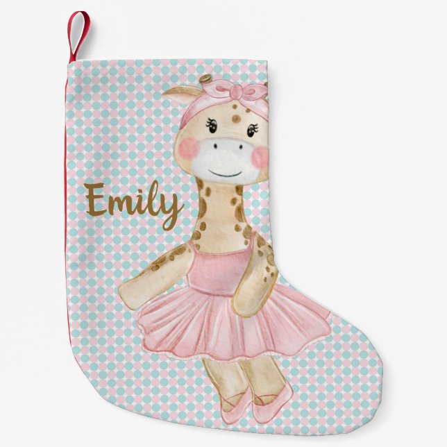 Whimsical Ballerina Giraffe Personalised Small Christmas Stocking (Front)
