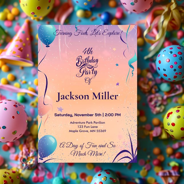  Whimsical Balloon Birthday Invite with Red Panda  (Creator Uploaded)