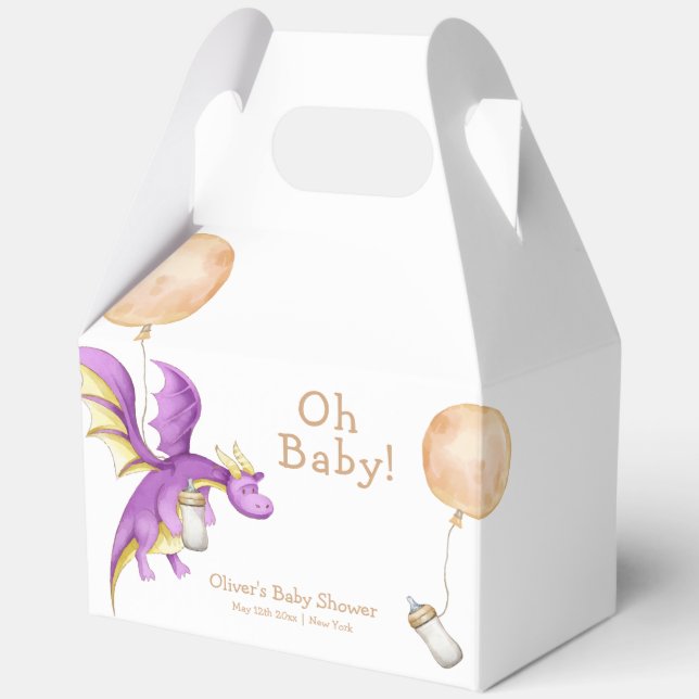 Whimsical Balloon Fairy Dragon Bottle Baby Shower Favour Box (Front)