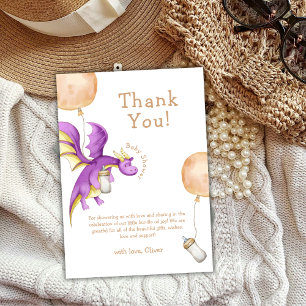 Whimsical Balloon Fairy Dragon Bottle Baby Shower Thank You Card