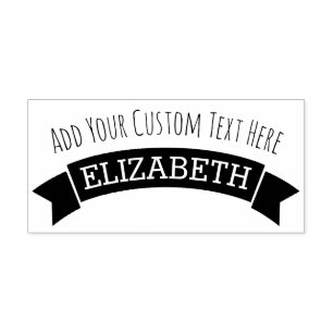 Whimsical Banner with Custom Text and Name Self-inking Stamp