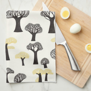 Whimsical Baobab Tree Pattern Tea Towel