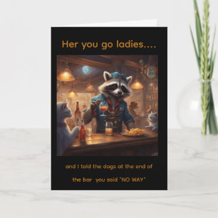 Whimsical bar birthday  card for regulars