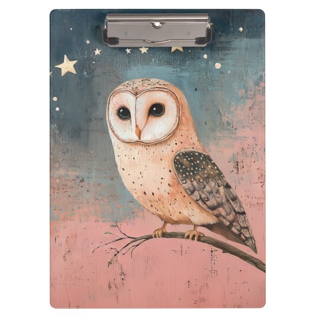 Whimsical Barn Owl  Clipboard (Front)