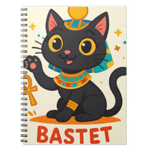 Whimsical Bastet Cat Egyptian Art Illustration Notebook