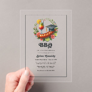 Whimsical BBQ Graduation Party Acrylic Invitations