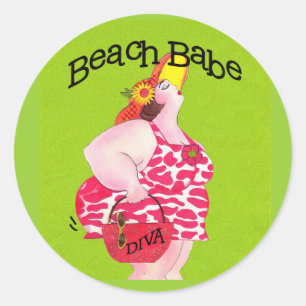 "Whimsical Beach Babe" stickers