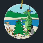 Whimsical Beach Christmas Ornament<br><div class="desc">Cute,  cute!  A whimsical beach animals scene captured on an ornament.  The illustration is one of artist dag dart's.</div>