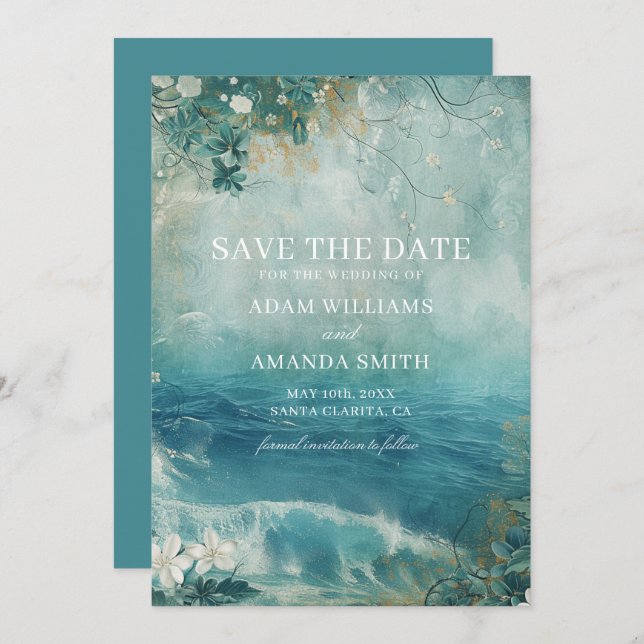 Whimsical Beach Destination Wedding Save The Date (Front/Back)