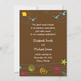 Whimsical Beach Invitation- Brown Invitation