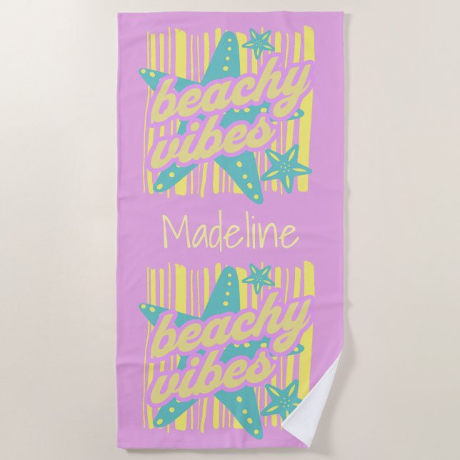 Whimsical Beach Seashells Towel (Front)