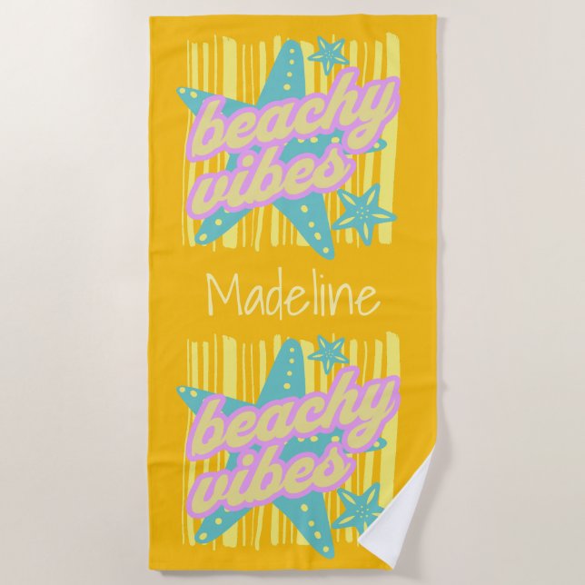 Whimsical Beach Seashells Towel (Front)