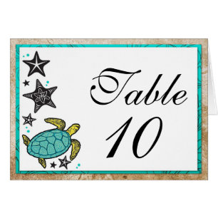 Whimsical Beach Wedding Table Number Cards