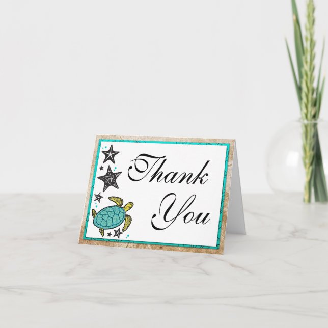 Whimsical Beach Wedding Thank You Card (Front)