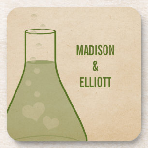 Whimsical Beaker Coaster Set, Green
