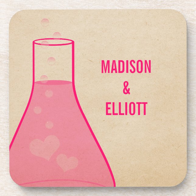 Whimsical Beaker Coaster Set, Pink (Front)