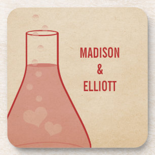 Whimsical Beaker Coaster Set, Red